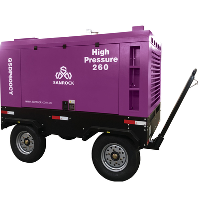 162KW ディーゼルエンジンのエアコンプレッサー 輪付き 鉱山螺旋エアコンプレッサー 機械