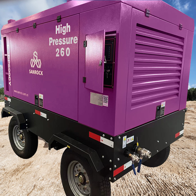 162KW ディーゼルエンジンのエアコンプレッサー 輪付き 鉱山螺旋エアコンプレッサー 機械