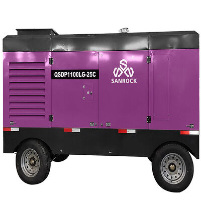 低騒音カミンズエンジン 25bar ポータブルディーゼルスクリューエアコンプレッサー 鉱業用