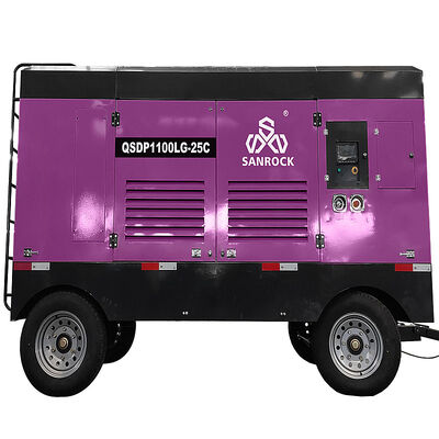 低騒音カミンズエンジン 25bar ポータブルディーゼルスクリューエアコンプレッサー 鉱業用