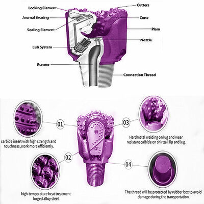 油井トライコーンビット APIローラーコーンビット 3 1/2 "-17 1/2" 高炭素鋼トライコーン掘削ビット